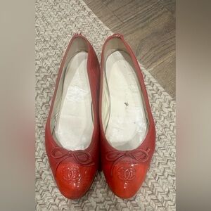 Chanel Red Ballet Flats Sz 38.5 (8 1/2)